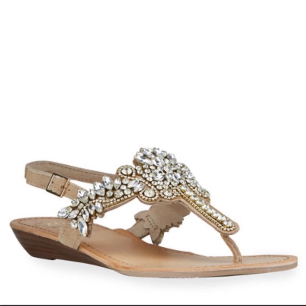 Yellow Box Vallen Yellow and White Rhinestone Embellished Sandals Size 8